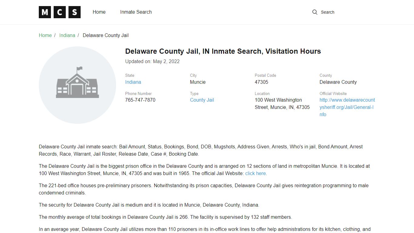 Delaware County, IN Jail Inmates Search, Visitation Rules